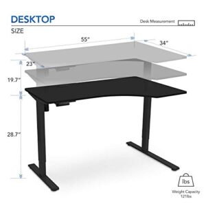 FLEXISPOT EF1L Essential 55 in L Shaped Adjustable Height Desk Corner Desk Electric Standing Desk Adjustable Height with Memory Controller with Splice Board Game Desk (Black Frame + Black Desktop)