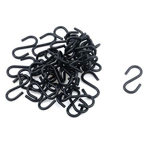 T Tulead 40PCS Mini Hanger Hooks Light Duty S Hooks Iron Hanging Hook Jewelry Hooks Black Hooks Connectors 1"x0.7"