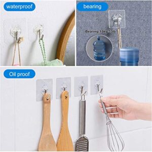 GEPUTING Wall Hooks 33lb(MAX)/15 kg Heavy Duty Self Adhesive Hooks,Waterproof and Oilproof,Transparent Reusable Seamless Hooks Strong,Suitable for Bathroom Kitchen,20 Pack