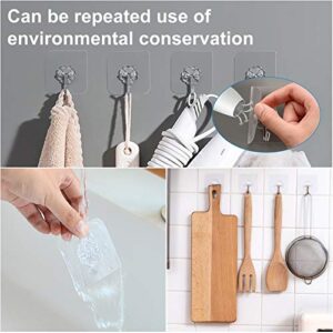 GEPUTING Wall Hooks 33lb(MAX)/15 kg Heavy Duty Self Adhesive Hooks,Waterproof and Oilproof,Transparent Reusable Seamless Hooks Strong,Suitable for Bathroom Kitchen,20 Pack
