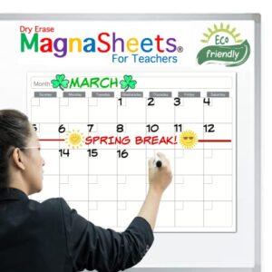 new and improved for 2023! jumbo sized dry erase whiteboard calendar for classroom 28x22 | pet laminate completely erases - no ghosting, staining!! | bonus storage tube | sustainable teaching supplies