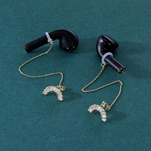 AoedeJ Anti-Lost Holder Earrings for AirPods 14K Gold Plated Dangle Earring Wireless Earphone Holder Strap Compatible with AirPods Pro 1 & 2 (Ear Stud-2)