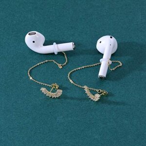 AoedeJ Anti-Lost Holder Earrings for AirPods 14K Gold Plated Dangle Earring Wireless Earphone Holder Strap Compatible with AirPods Pro 1 & 2 (Ear Stud-2)