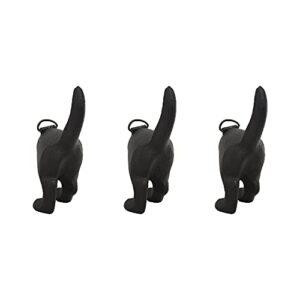 Retro Dog Tail Cast Iron Wall Hooks | Decorative Wall Hanging Hook for Coat, Towel, Keys | Black | Set of 3