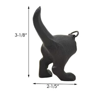 Retro Dog Tail Cast Iron Wall Hooks | Decorative Wall Hanging Hook for Coat, Towel, Keys | Black | Set of 3