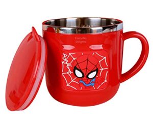 everyday delights spider-man stainless steel insulated cup with lid, 260ml