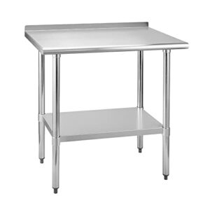 hoccot stainless steel table for prep & work 24" x 36" inches with adjustable shelf and backsplash, commercial workstations, utility table in kitchen garage laundry room outdoor bbq