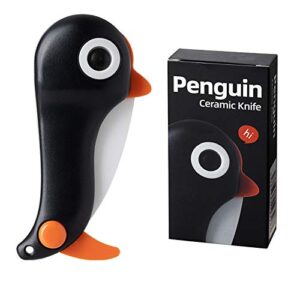 yummiman mini ceramic pocket knife portable folding travel knives unique cute penguin gifts for men women (black)