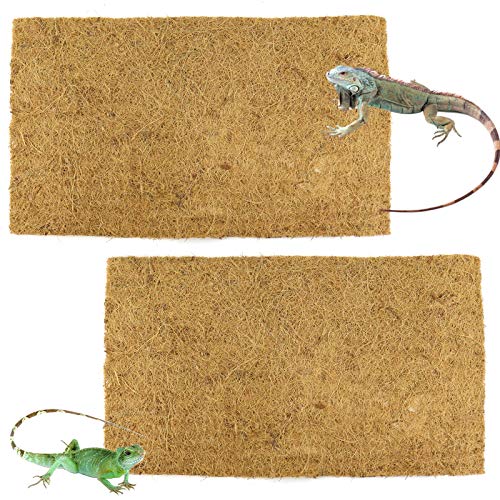 Reptile Carpet, Natural Coconut Fiber Mat for Pet Terrarium Liner, Coconut Fiber Substrate Reptile Supplies for Tortoise, Lizards, Chameleons, Snakes, Geckos, Bearded Dragon (12" x39.4" x 2Pack)