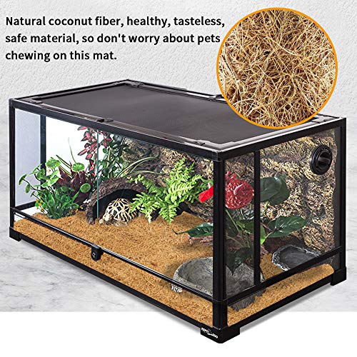 Reptile Carpet, Natural Coconut Fiber Mat for Pet Terrarium Liner, Coconut Fiber Substrate Reptile Supplies for Tortoise, Lizards, Chameleons, Snakes, Geckos, Bearded Dragon (12" x39.4" x 2Pack)