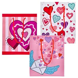 JOYIN 12 Pcs Valentine's Day Paper Gift Bags with with Tissue, Paper Wrapping Kraft Bags for Funny Gift Giving Novelty Gift Exchange Gift Wrapping Valentines Gift Bags Party Favors