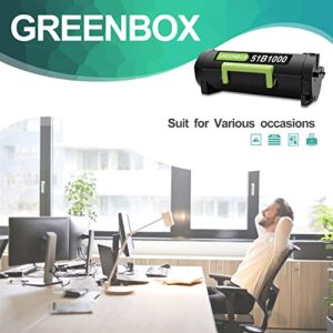 GREENBOX Remanufactured 51B1000 High-Yield Toner Cartridge Replacement for Lexmark 51B1000 51B2000 51B00A0 for MS417DN MS317DN MS517DN MS617DN MX517DE MX617DE MX317DN Printer (2,500 Pages, 1 Black)