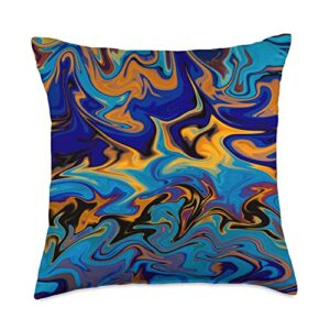 abstract art paint dripping trippy cases trippy abstract paint drip acid oil spill 70's look throw pillow, 18x18, multicolor