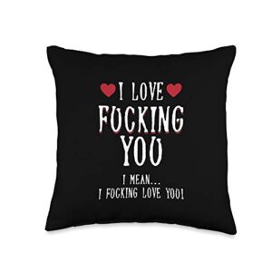 adult humor pillows sex dirty naughty gifts i love f you valentines day gift for him boyfriend naughty throw pillow, 16x16, multicolor