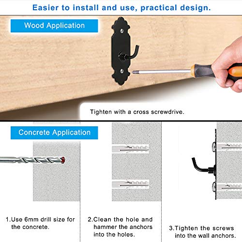 SELEWARE Coat Hooks Wall Mount with Screw, Heavy Duty Hooks for Hanging Coats for Key, Towel, Bags, Cup, Hat Indoor and Outdoor use