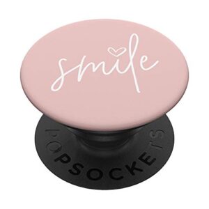 smile positive inspirational quote - light pastel pink popsockets popgrip: swappable grip for phones & tablets