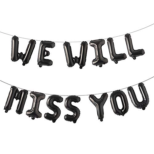 Farewell Party Decorations Supplies We Will Miss You Balloon Banner Kit Going Away Party Goodbye Retirement Office Work Party Office Work Graduation Decorations (WE Will Miss You Black)