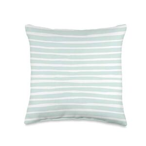 vine mercantile cute pastel mint green aqua & white wavy stripe throw pillow, 16x16, multicolor