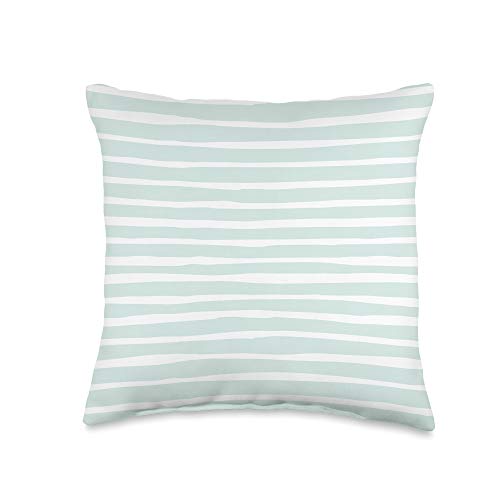 Vine Mercantile Cute Pastel Mint Green Aqua & White Wavy Stripe Throw Pillow, 16x16, Multicolor