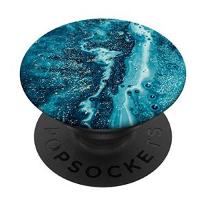 elegant turquoise blue & aqua ocean pattern popsockets popgrip: swappable grip for phones & tablets