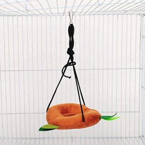 SUODAO Winter Warm Bird Nest House Shed Hut Hanging Hammock Finch Cage Plush Fluffy Birds Hideaway Bunkbed Playing Bed Parrot Pet Swing(Swing)