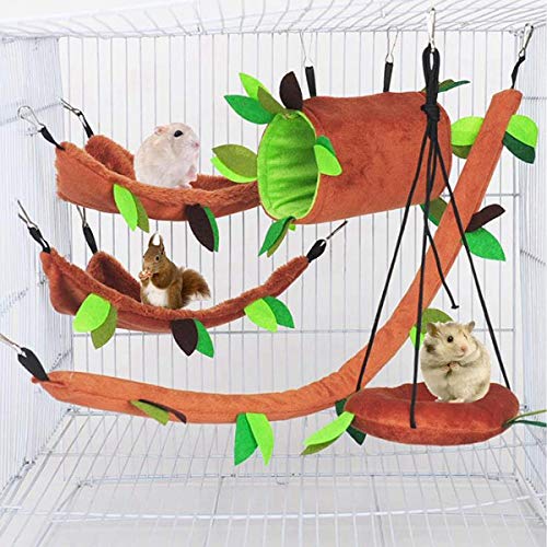 SUODAO Winter Warm Bird Nest House Shed Hut Hanging Hammock Finch Cage Plush Fluffy Birds Hideaway Bunkbed Playing Bed Parrot Pet Swing(Swing)