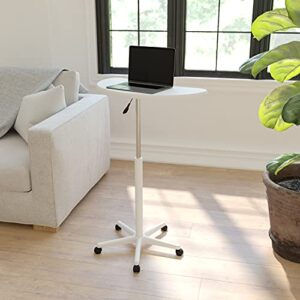 emma + oliver white sit to stand mobile laptop computer desk - portable rolling standing desk