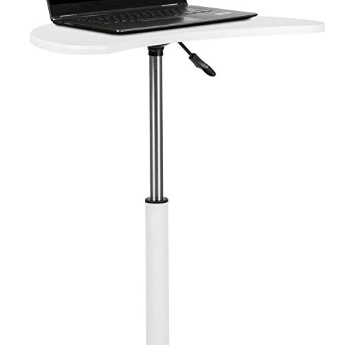 EMMA + OLIVER White Sit to Stand Mobile Laptop Computer Desk - Portable Rolling Standing Desk