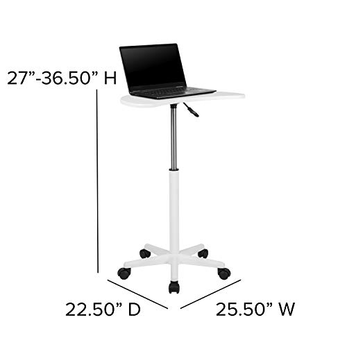 EMMA + OLIVER White Sit to Stand Mobile Laptop Computer Desk - Portable Rolling Standing Desk