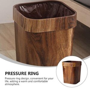 BESPORTBLE Retro Trash Can Wood Small Square Wastebasket Garbage Container Bin Imitated Solid Trash Can Pail for Bathroom Kitchen Home Office 14 L
