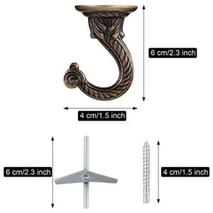 6 Pieces Swag Ceiling Hooks Heavy Duty Swag Hook Hanging Plants Chandeliers Wind Chimes Ornament Hooks for Home Office Kitchen (Bronze,Large)