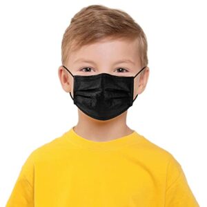 yhdoll 50pcs kids masks 3 ply black disposable face shield filter protection breathable dust proof for children, boys and girls(pack of 50,black)