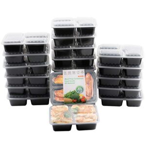 pinshion 20 pack meal prep containers 3 compartment bento box 1050ml/ 36 oz microwavable food containers with lids, food storage containers, durable plastic reusable food storage containers