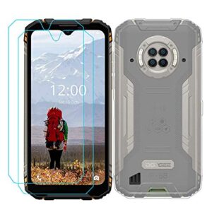 ytaland for doogee s96 pro case,with 2 x tempered glass screen protector. (3 in 1) crystal clear soft silicone shockproof tpu transparent bumper protective phone case cover