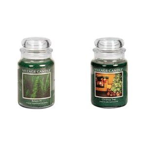 village candle christmas tree large glass apothecary jar scented candle, (26oz), green & balsam fir large apothecary jar, scented candle, 21.25 oz.