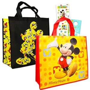 disney mickey mouse tote bags bundle - 2 pack mickey mouse reusable tote party bags mickey bags for women kids (mickey tote bag set)