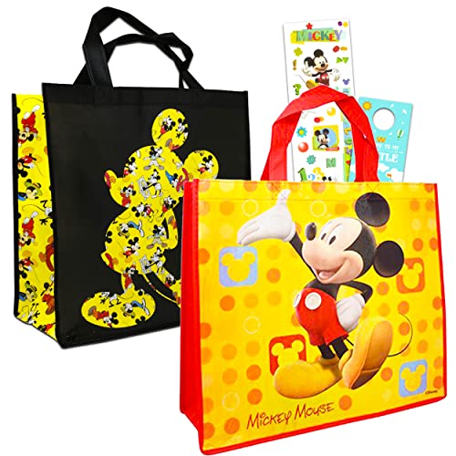 Disney Mickey Mouse Tote Bags Bundle - 2 Pack Mickey Mouse Reusable Tote Party Bags Mickey Bags for Women Kids (Mickey Tote Bag Set)