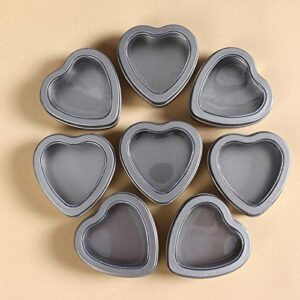 NUOMI 12 Pcs Heart Shaped Tinplate Boxes with Clear Lids Mini Empty Storage Tin Cases for Candy, Candle, Chotolate, Beads, Party Favors, Crafts, 2 oz