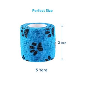 WePet Pet Wrap, Self-Adhesive Non-Woven Tape for Dog Legs, Paws, Wounds, First Aid Cohesive Gauze for Horse, Cat, Bird, Animal, 6 Rolls, 2 Inch