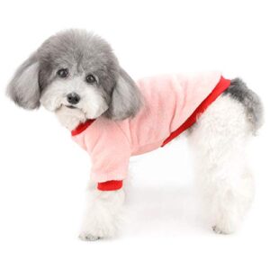 Ranphy Pet Clothes for Small Dog Velvet Sweater Warm Fleece Outfit Coat Puppy Cat Sleeping Shirt Two Sleeves Soft Doggie Winter Fall Clothing Apparel Costume Chihuahua Pajamas Pink XL