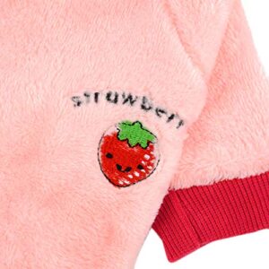 Ranphy Pet Clothes for Small Dog Velvet Sweater Warm Fleece Outfit Coat Puppy Cat Sleeping Shirt Two Sleeves Soft Doggie Winter Fall Clothing Apparel Costume Chihuahua Pajamas Pink XL