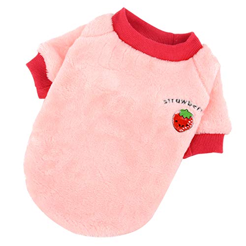 Ranphy Pet Clothes for Small Dog Velvet Sweater Warm Fleece Outfit Coat Puppy Cat Sleeping Shirt Two Sleeves Soft Doggie Winter Fall Clothing Apparel Costume Chihuahua Pajamas Pink XL