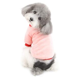 Ranphy Pet Clothes for Small Dog Velvet Sweater Warm Fleece Outfit Coat Puppy Cat Sleeping Shirt Two Sleeves Soft Doggie Winter Fall Clothing Apparel Costume Chihuahua Pajamas Pink XL