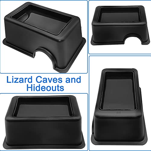 Hamiledyi Reptile Hide Box Gecko Hideout Cave with Sink Humidifier Lizards Hideaway Hut Flexible Leaves Pet Habitat Decor for Snakes Leopard Spiders Turtles Amphibians