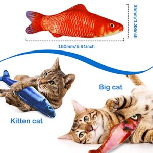 PJLJY 5Pcs Catnip Toy, Plush Fish Cat Toy, Cat Chew Toy, Catnip Filled Cartoon Fish with Bell Inside for Interactive Kitty Chew Toys Cat Teething Cat Exercise