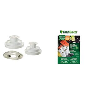 foodsaver regular sealer and accessory hose wide-mouth jar kit, 9.00 x 6.00 x 4.90 inches, white & 8" and 11" vacuum seal rolls multipack | make custom-sized bpa-free vacuum sealer bags