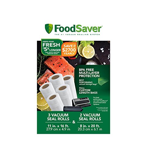 FoodSaver Regular Sealer and Accessory Hose Wide-Mouth Jar Kit, 9.00 x 6.00 x 4.90 Inches, White & 8" and 11" Vacuum Seal Rolls Multipack | Make Custom-Sized BPA-Free Vacuum Sealer Bags