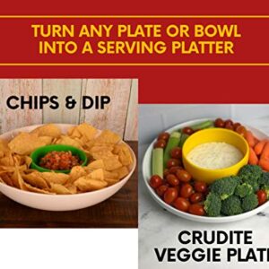 Chip and Dip Serving Set - Stick & Dip Salsa Serving Bowls Set of 3 with Fiesta Colors for Taco Party Dipping Sauce Bowls w/ Lids - Unbreakable Silicone with Suction Bottom for Guacamole or Queso