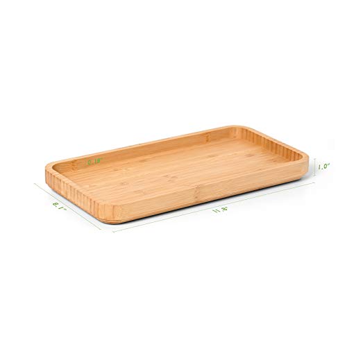 Bamboo Tray 12 x 6 x 1 in, Bathroom Counter Tray, Vanity Tray for Dresser Tops - Tray for Bathroom Home Kitchen Serving Decorating Organizing