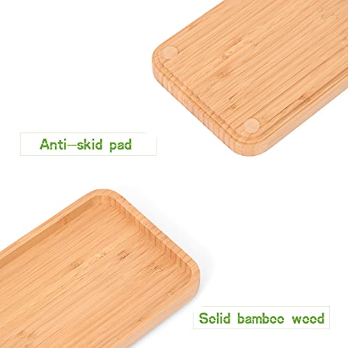 Bamboo Tray 12 x 6 x 1 in, Bathroom Counter Tray, Vanity Tray for Dresser Tops - Tray for Bathroom Home Kitchen Serving Decorating Organizing